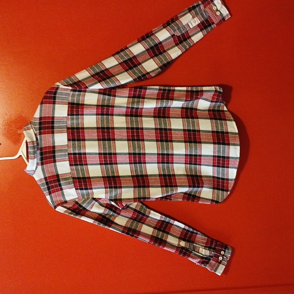 TrueCraft Men's Tartan Flannel Button Down Shirt In Red/White/Grey - Picture 3 of 5